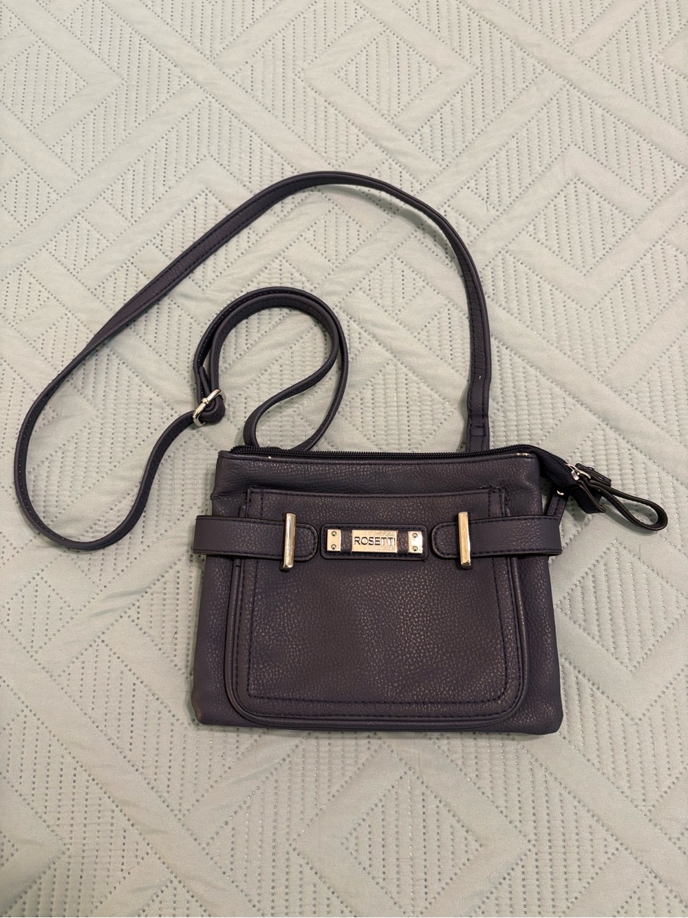 Rosetti Mini Cross Body Shoulder Bag Purse Navy Pebbled Excellent Condition